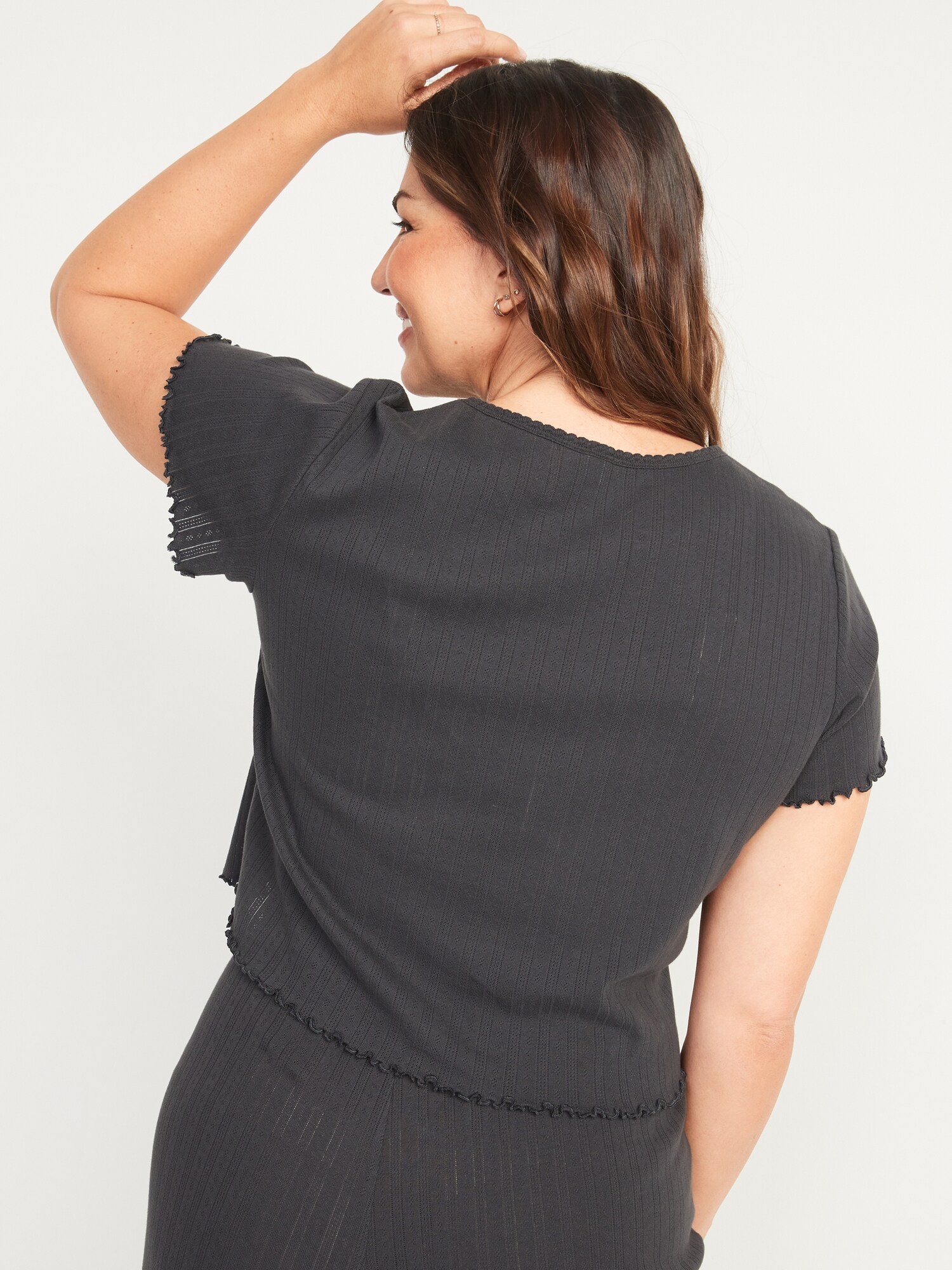 Pointelle-knit cotton-jersey T-shirt
