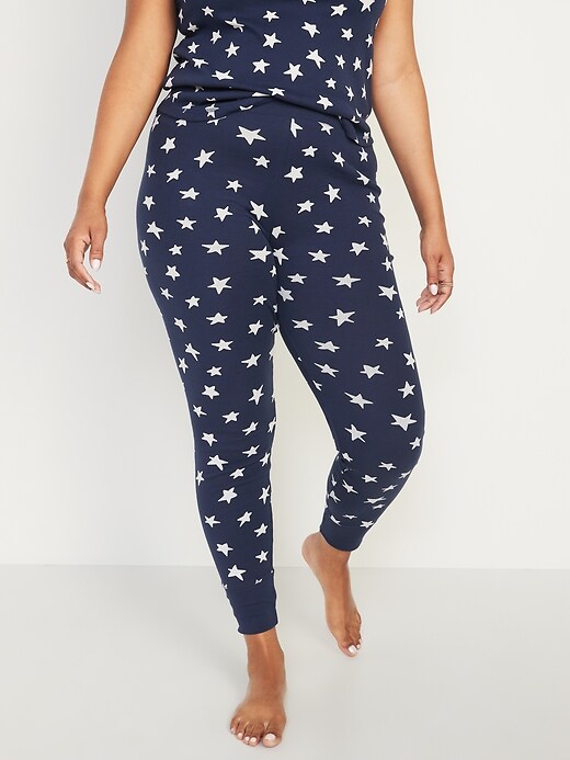 Image number 5 showing, Mid-Rise Matching Print Pajama Leggings