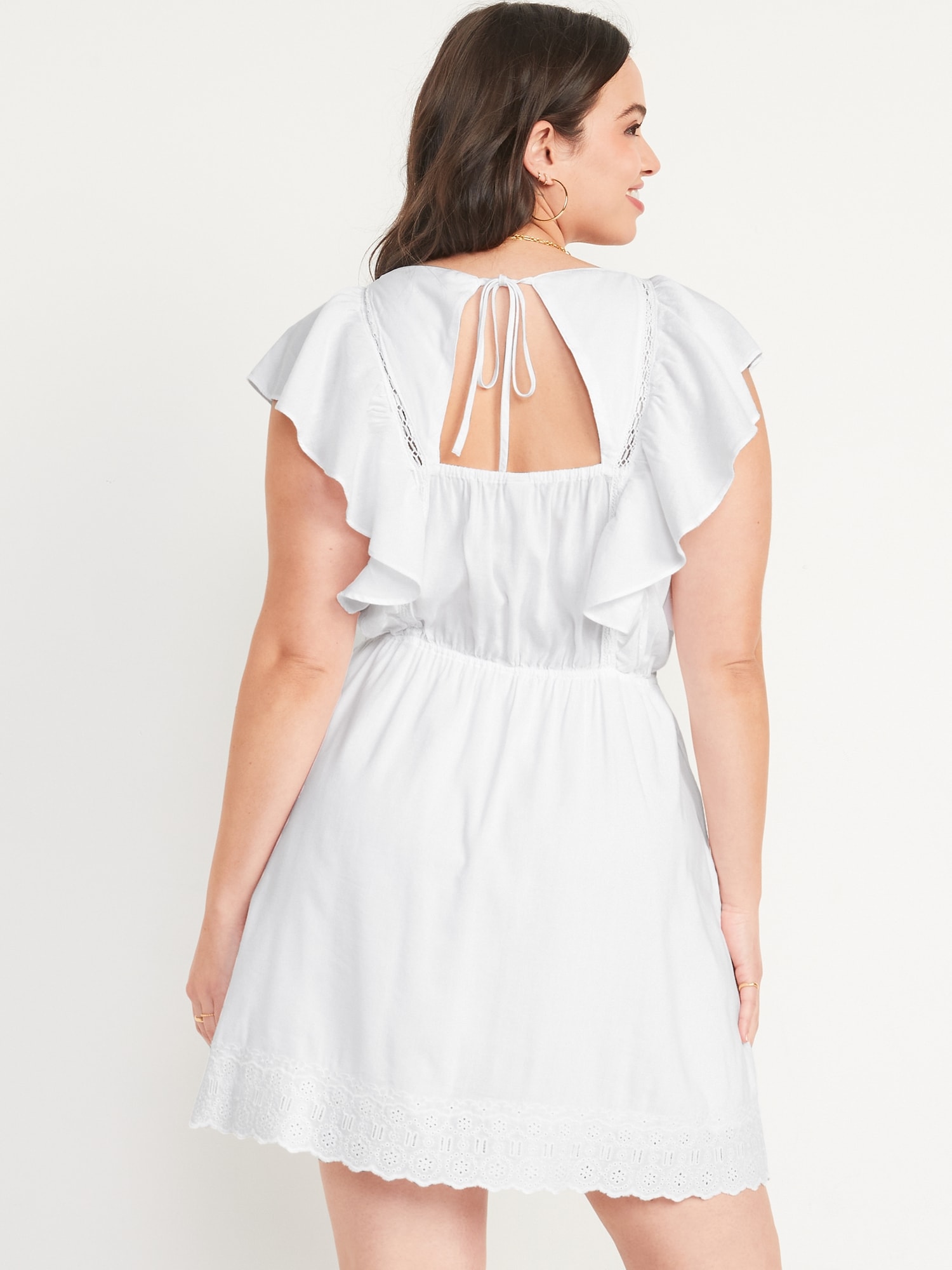 Waist-Defined Flutter-Sleeve Tie-Back Mini Dress for Women | Old Navy