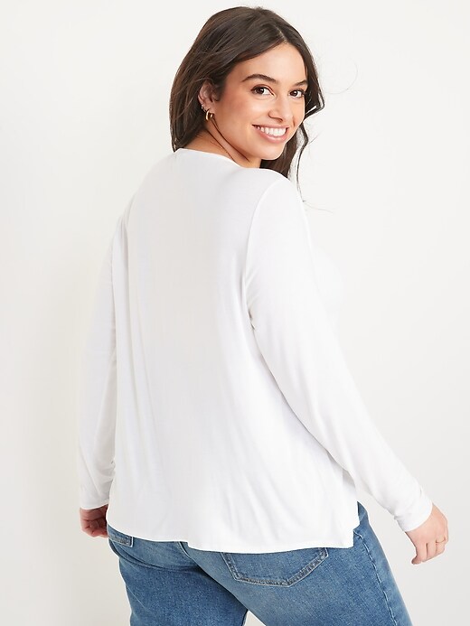 Image number 5 showing, Luxe Crew-Neck Long-Sleeve T-Shirt for Women