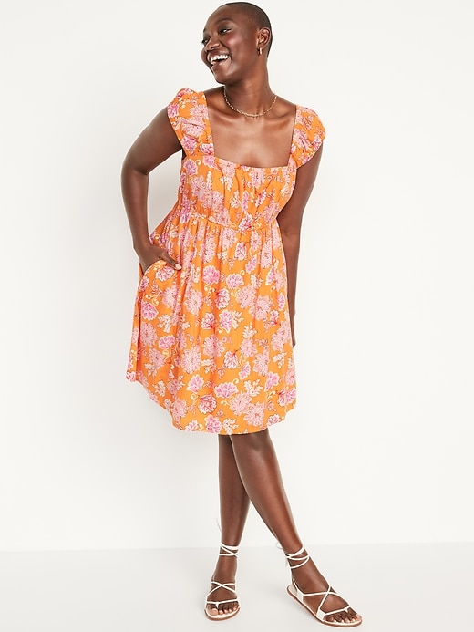 Image number 5 showing, Cap-Sleeve Floral-Print Cutout Bow-Detailed Mini Swing Dress