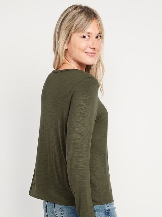 Luxe Crew Neck Slub Knit Long Sleeve T Shirt For Women Old Navy 