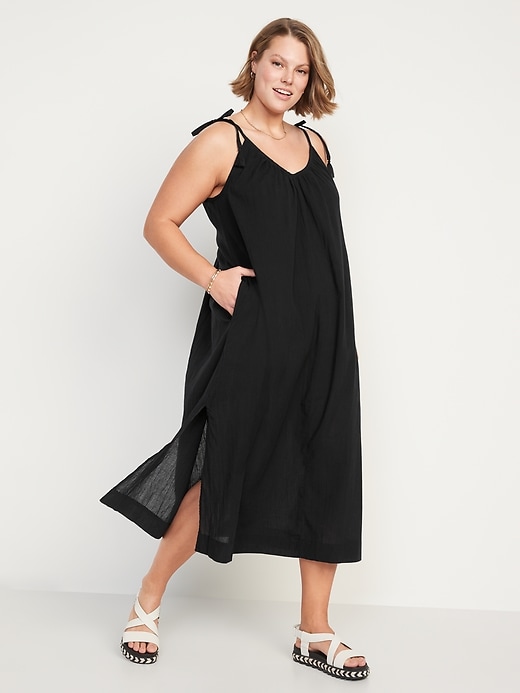 Image number 5 showing, Sleeveless Tie-Shoulder All-Day Maxi Swing Dress