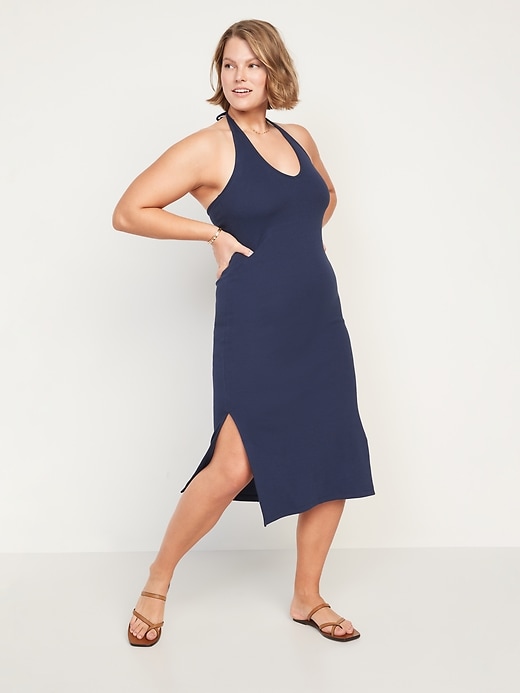 Old Navy Fitted Sleeveless Halter Midi Dress, Editor Review