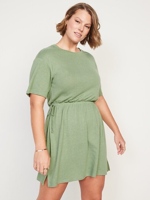 Waist-Defined Linen-Blend Mini Dress | Old Navy