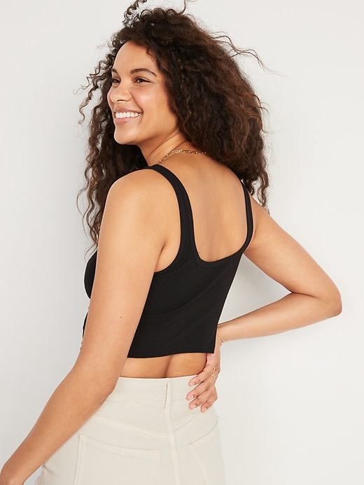 Image number 2 showing, Fitted Ultra-Cropped Rib-Knit Tank Top for Women