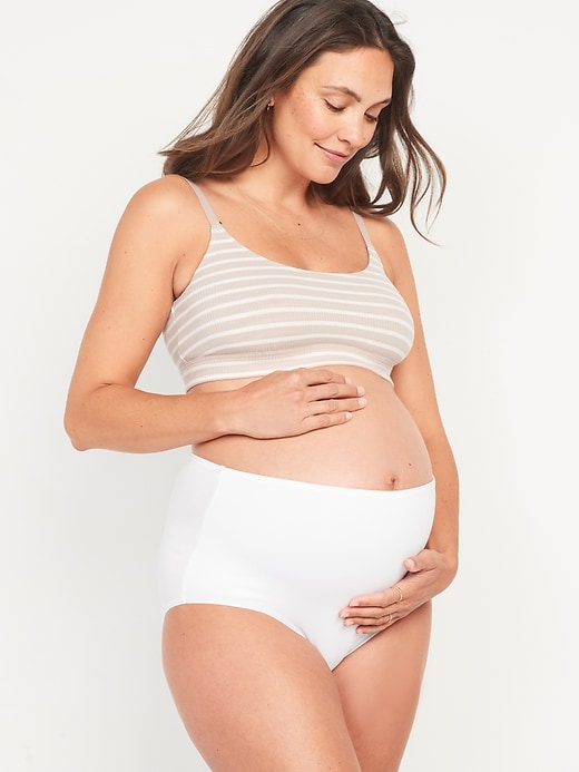 View large product image 2 of 2. Maternity Supima® Cotton-Blend Over-the-Bump Underwear Briefs