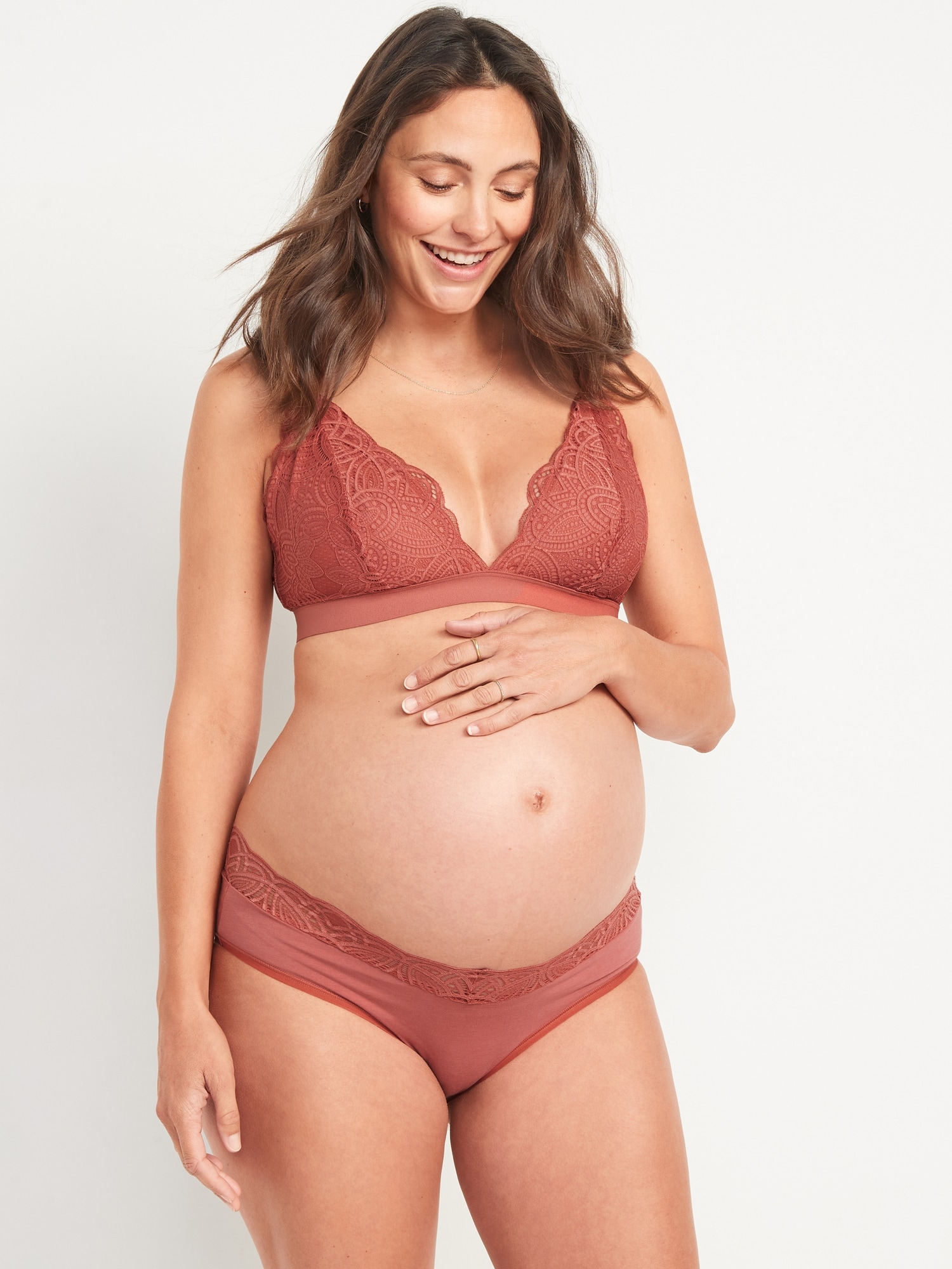 Maternity 2-Pack Lace-Trim Supima® Cotton-Blend Below-Bump Bikini