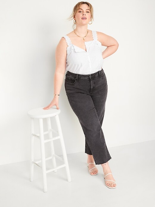Image number 3 showing, High-Waisted O.G. Loose Dark Gray Cut-Off Jeans for Women