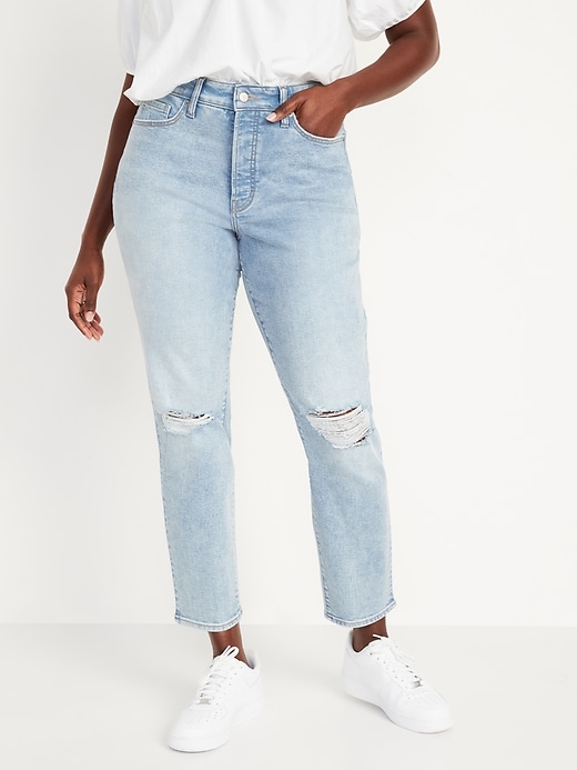 Image number 5 showing, High-Waisted Button-Fly OG Straight Extra-Stretch Ankle Jeans for Women