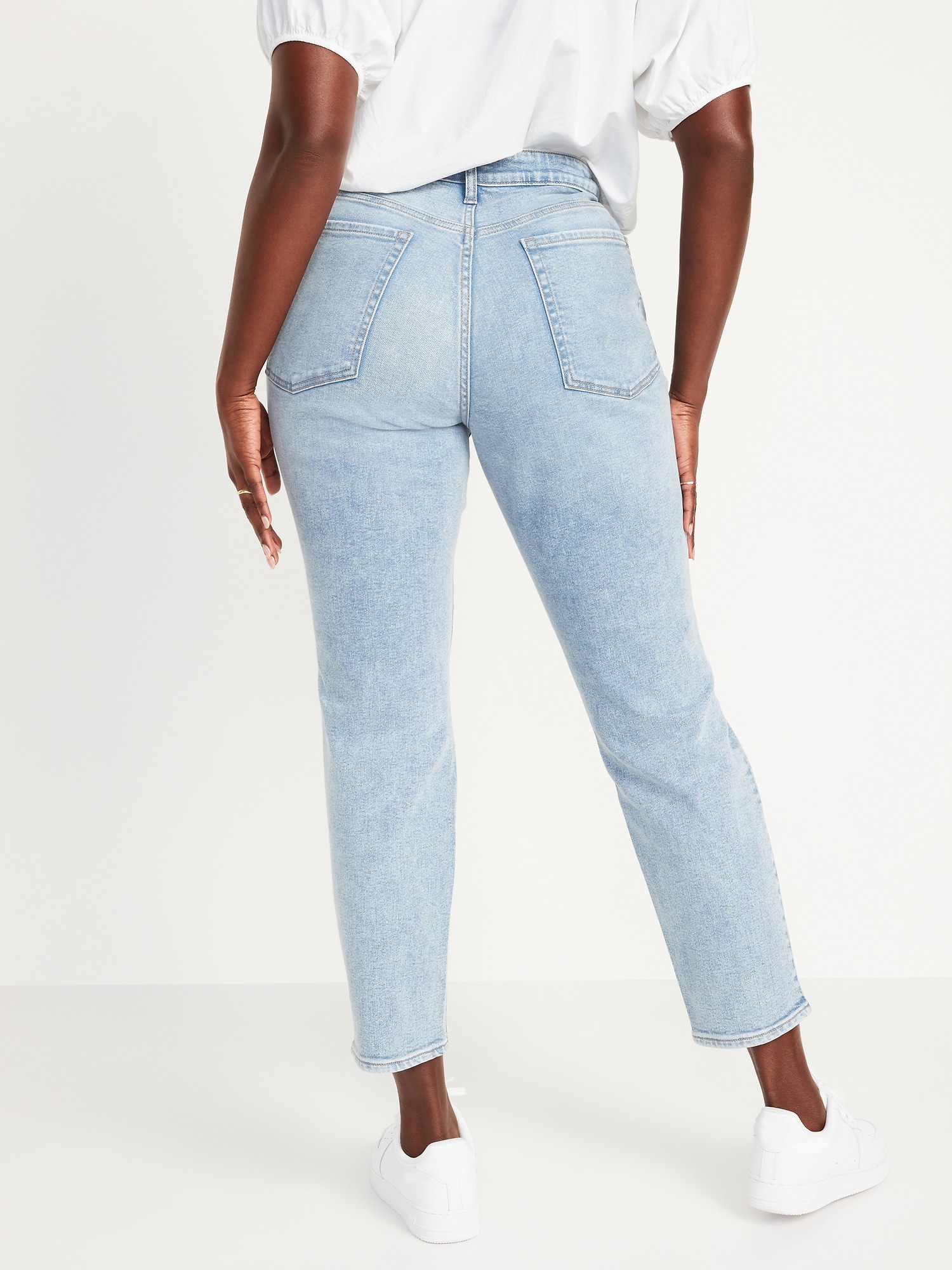 Slim Straight High Ankle Jeans - Denim blue - Ladies