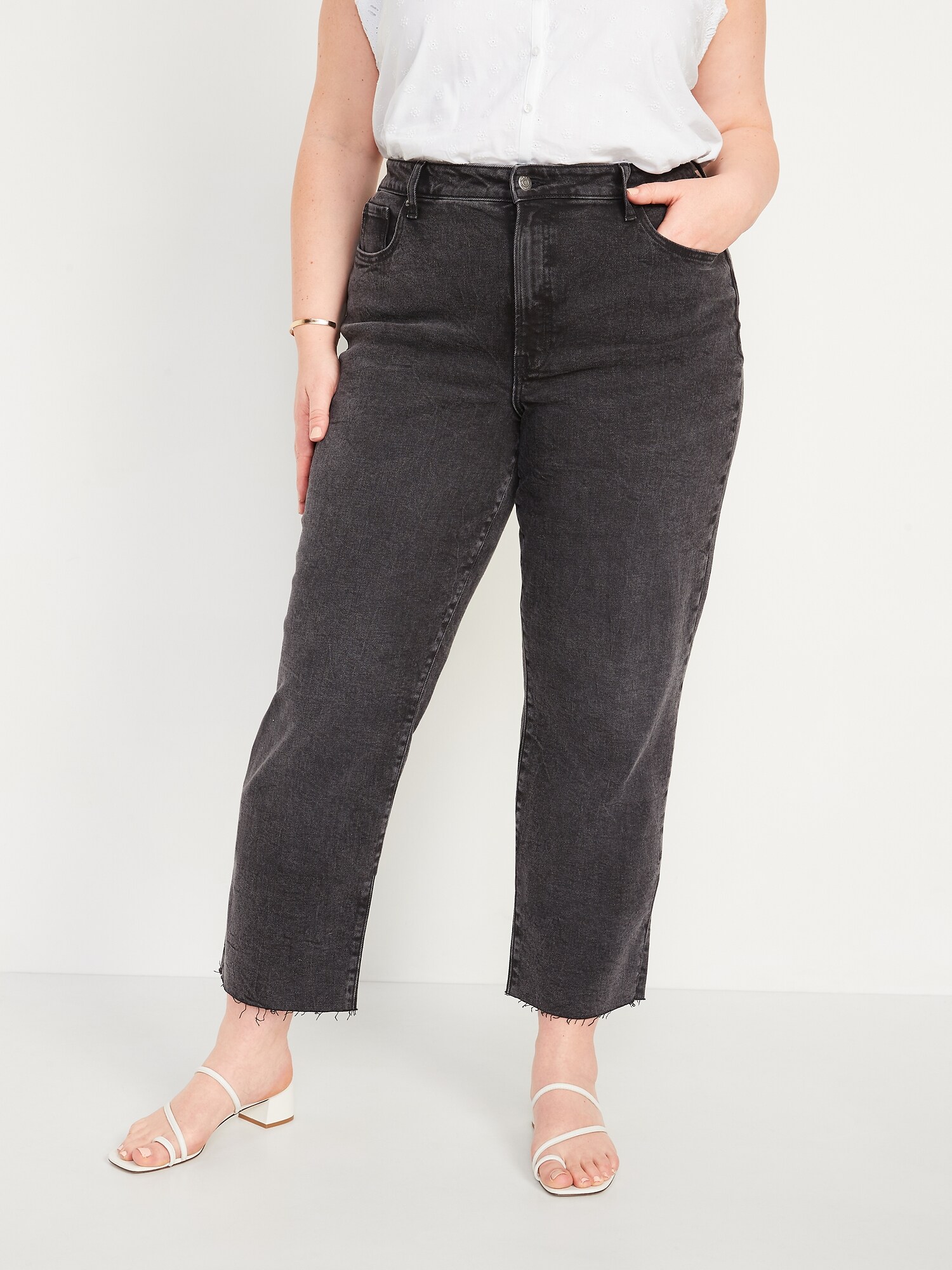 High-Waisted OG Loose Gray Cut-Off Jeans for Women