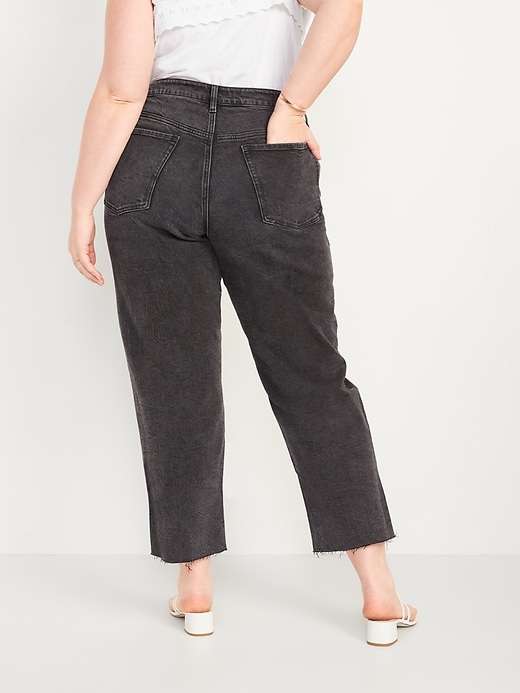 Image number 8 showing, High-Waisted O.G. Loose Dark Gray Cut-Off Jeans for Women