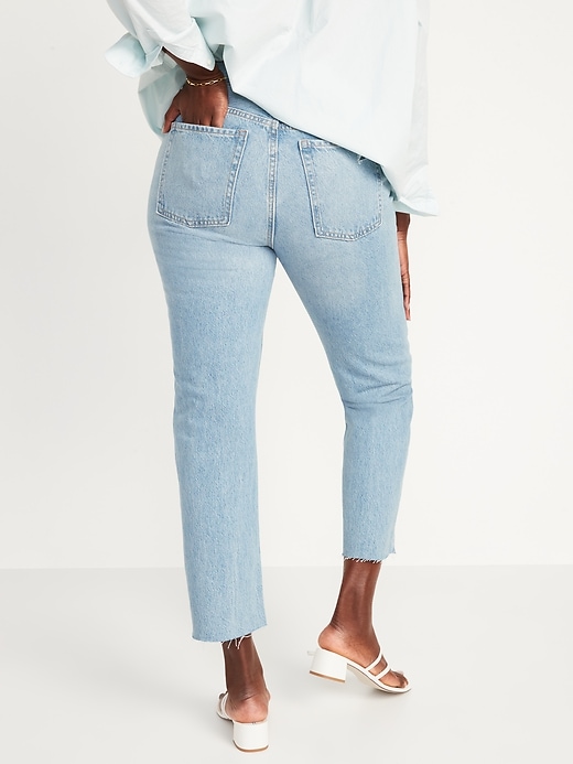 Image number 6 showing, Extra High-Waisted Button-Fly Non-Stretch Straight Jeans for Women