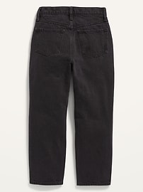 View large product image 4 of 4. High-Waisted Slouchy Straight Black-Wash Jeans for Girls
