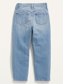 View large product image 4 of 4. High-Waisted Slouchy Straight Ripped Non-Stretch Jeans for Girls
