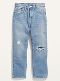 View large product image 3 of 4. High-Waisted Slouchy Straight Ripped Non-Stretch Jeans for Girls