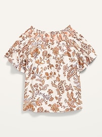 View large product image 3 of 3. Short-Sleeve Embroidered Smocked Swing Top for Girls