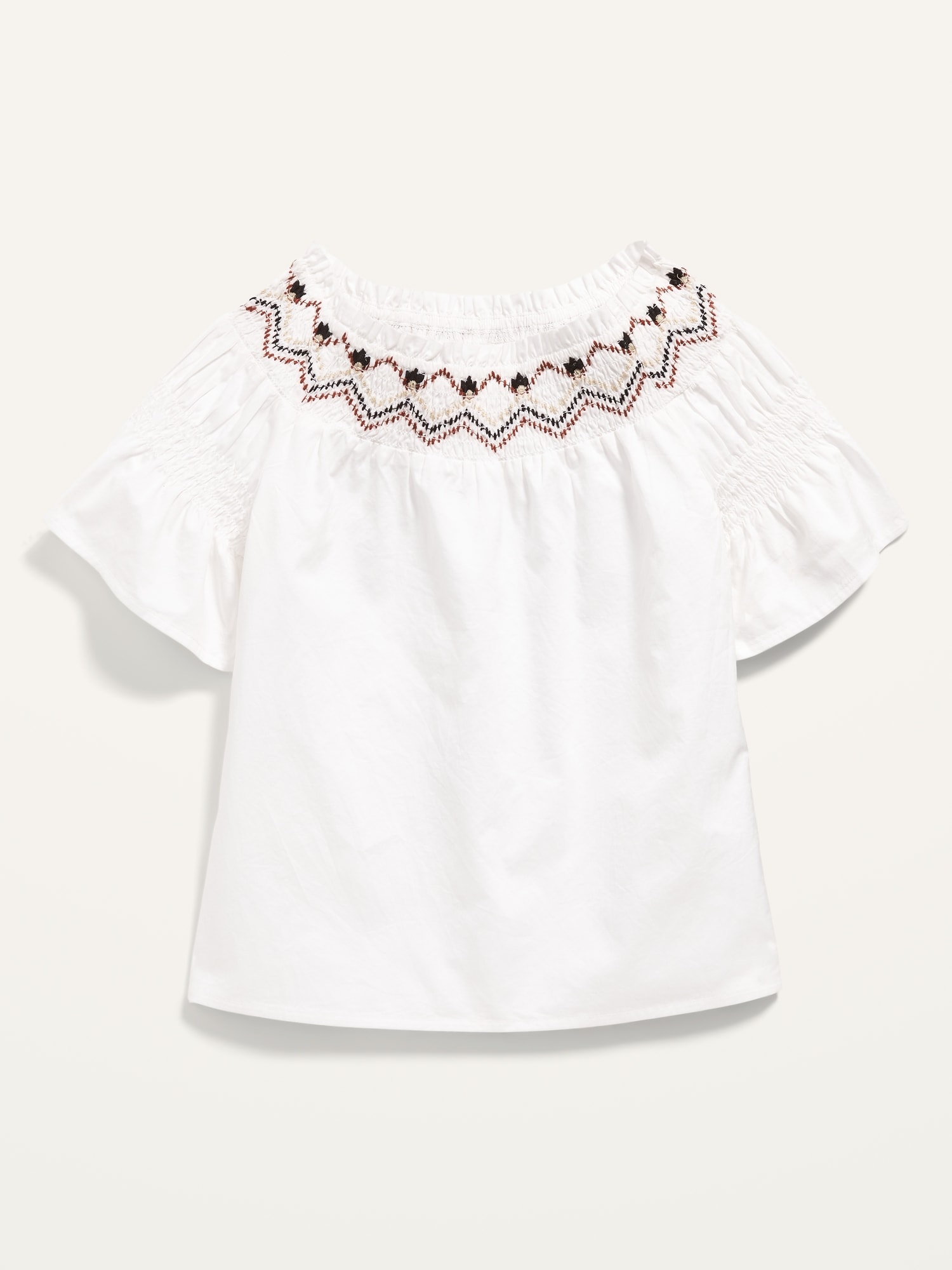 Short-Sleeve Embroidered Smocked Swing Top for Girls | Old Navy