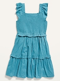 View large product image 3 of 3. Textured Clip-Dot Flutter-Sleeve Fit & Flare Dress for Girls
