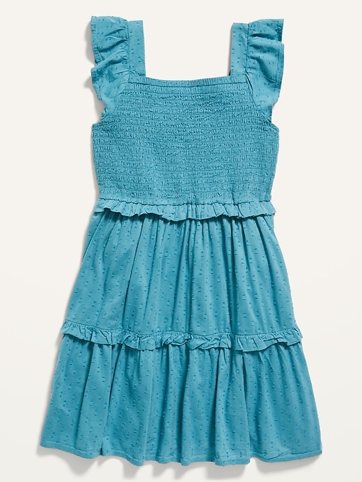 View large product image 2 of 3. Textured Clip-Dot Flutter-Sleeve Fit & Flare Dress for Girls