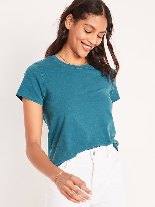 Image number 1 showing, Short-Sleeve EveryWear Slub-Knit T-Shirt for Women