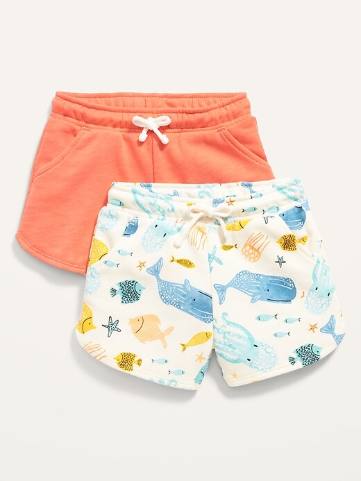 View large product image 1 of 1. 2-Pack Functional Drawstring Pull-On Shorts for Toddler Girls