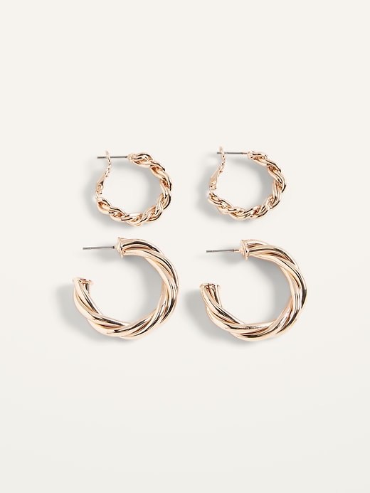 Old Navy Gold-Toned Twisted Hoop Earrings 2-Pack for Women. 1