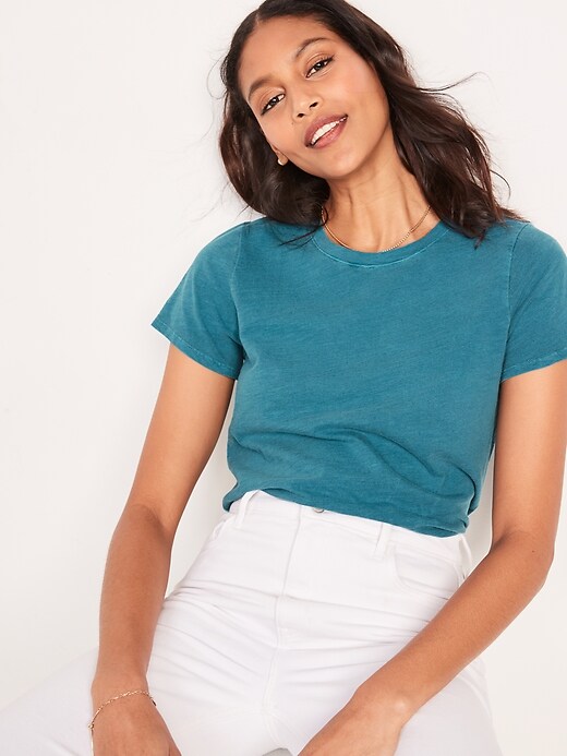 Image number 3 showing, Short-Sleeve EveryWear Slub-Knit T-Shirt for Women