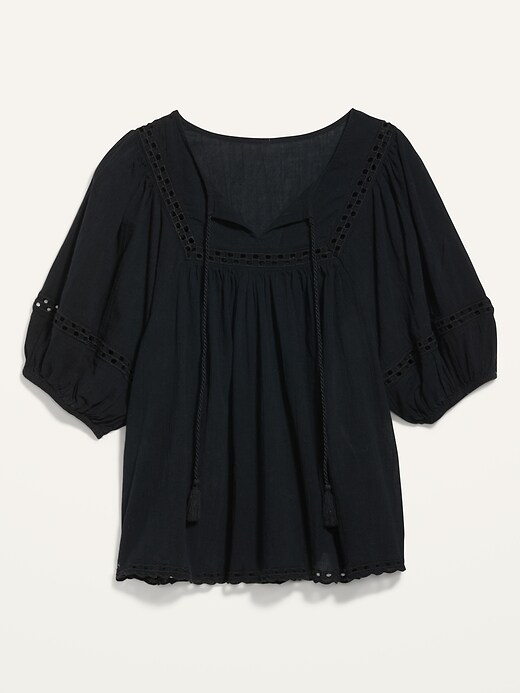 Image number 4 showing, Elbow-Length Lace-Trimmed Poet Blouse for Women