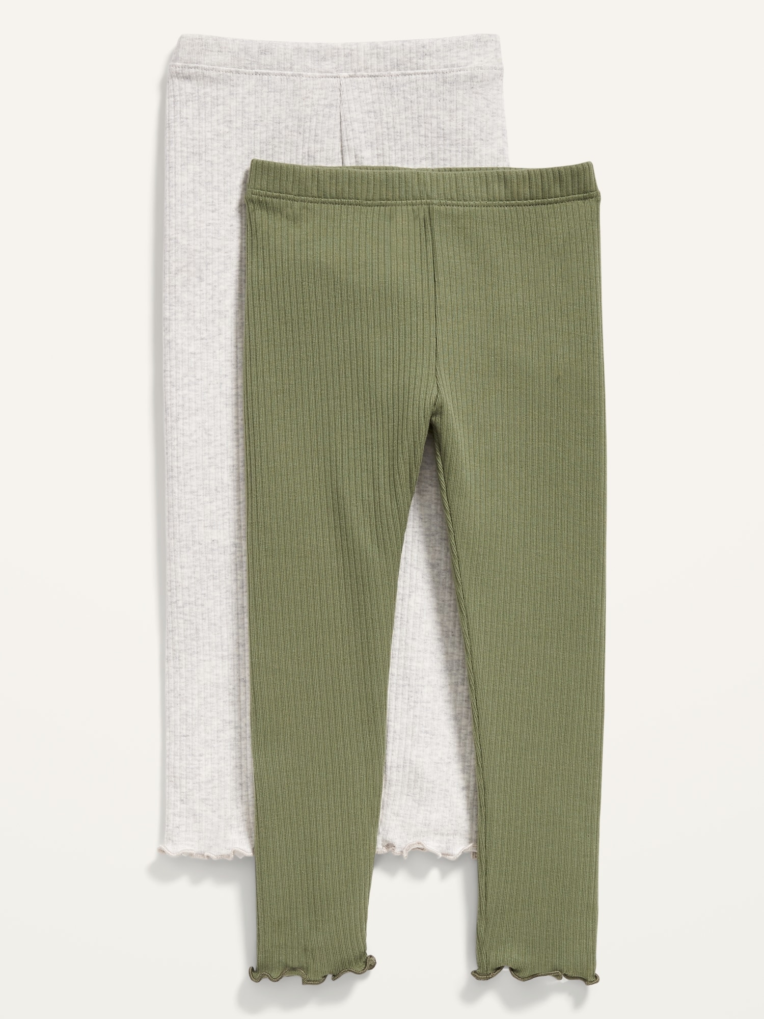 2-pack Rib-knit Leggings - Dark green/light green - Kids