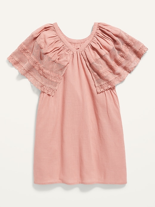 Crochet Flutter-Sleeve Slub-Weave Dress for Girls | Old Navy