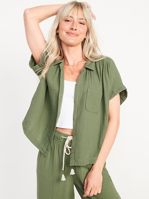 Image number 1 showing, Short-Sleeve Loose Shirt for Women