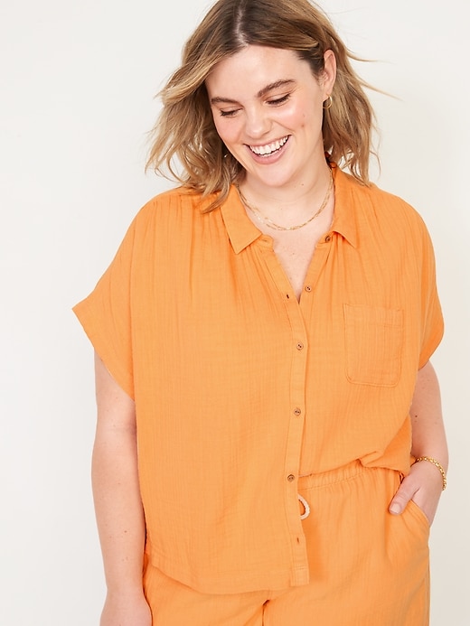 Image number 7 showing, Short-Sleeve Loose Shirt for Women