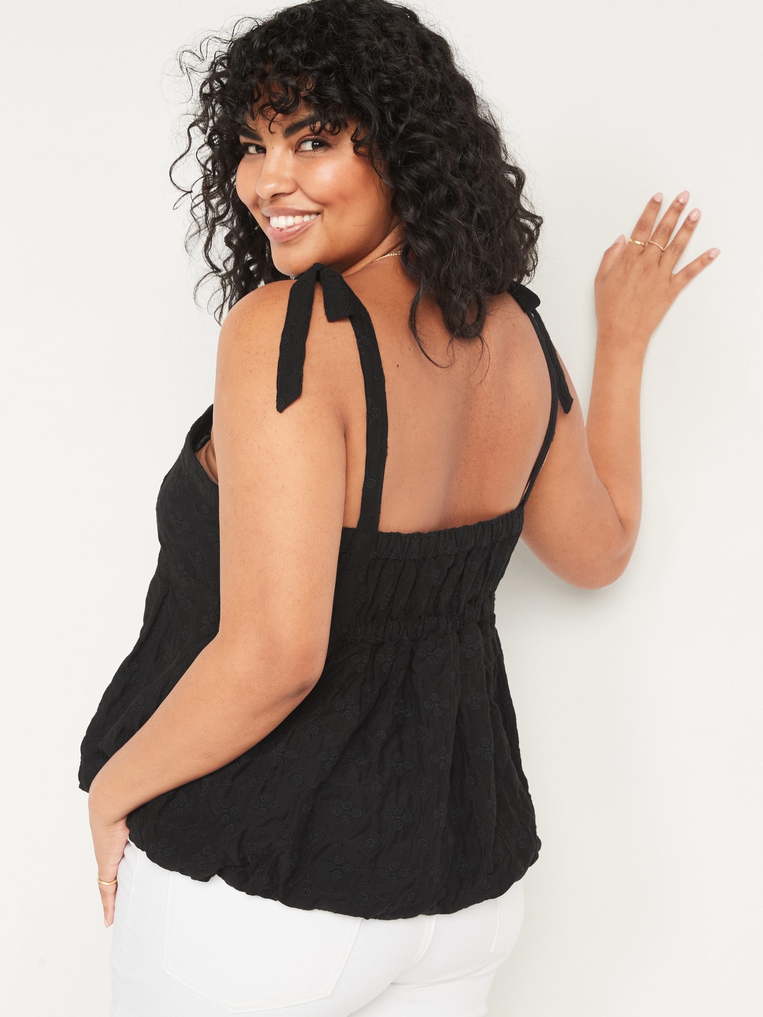 Embroidered Linen Plus Size Tank Top 2X