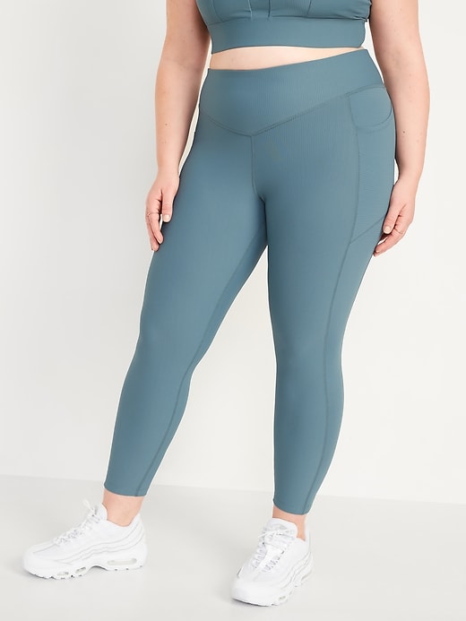 Image number 7 showing, High-Waisted PowerSoft Rib-Knit Side-Pocket 7/8-Length Leggings for Women