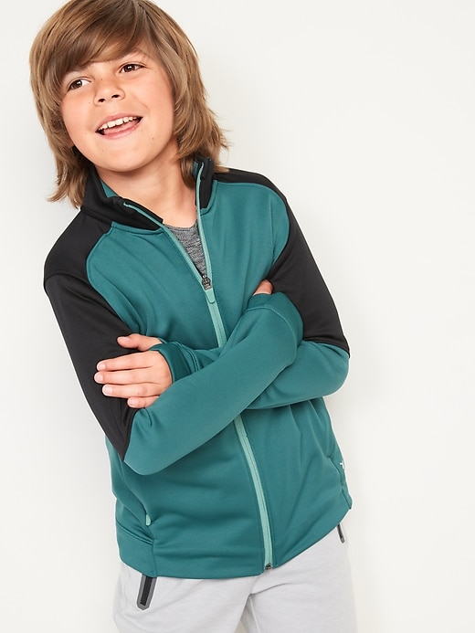 View large product image 1 of 2. Techie Fleece Mock-Neck Zip-Front Jacket for Boys
