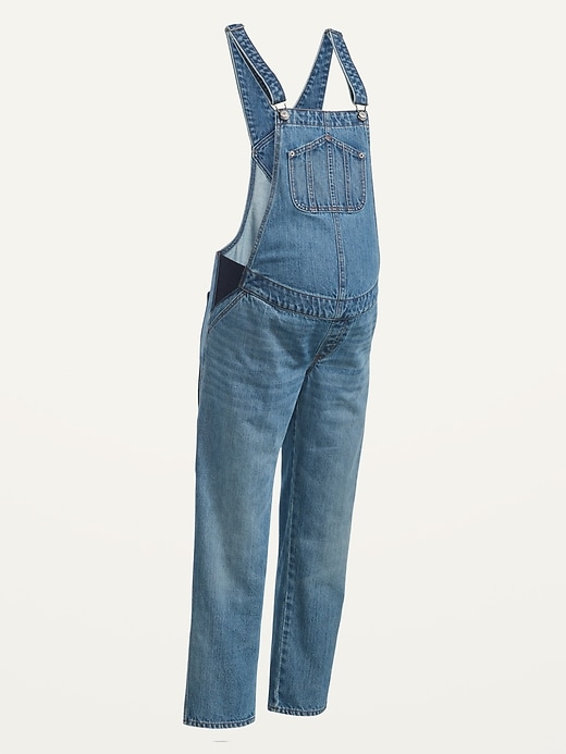 Image number 4 showing, Maternity Side-Panel Slouchy Straight Jean Overalls