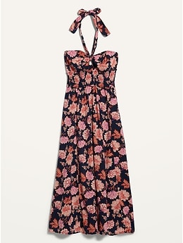 floral halter dress with pockets