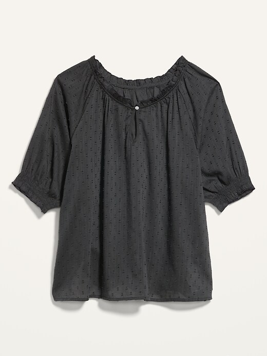 Image number 4 showing, Textured Clip-Dot Smocked-Sleeve Pajama Top