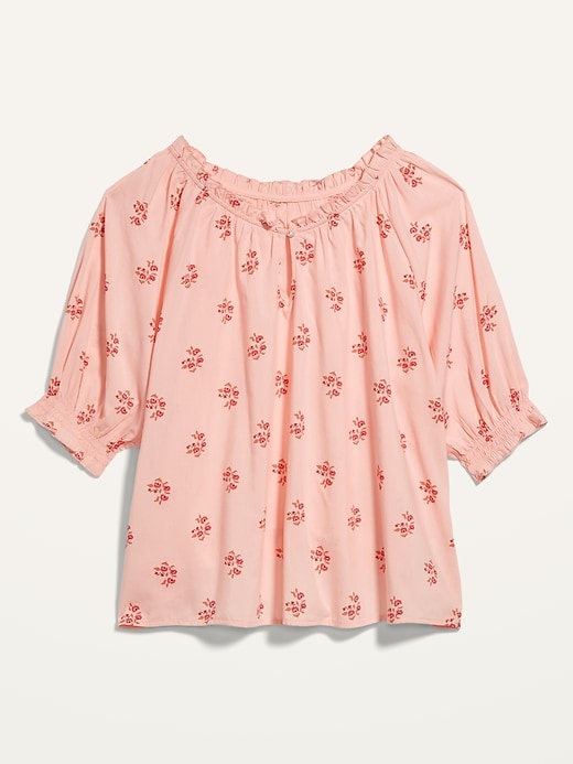 Image number 4 showing, Puff-Sleeve Floral Swing Pajama Top