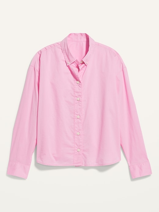 Image number 4 showing, Long-Sleeve Cropped Boyfriend Shirt
