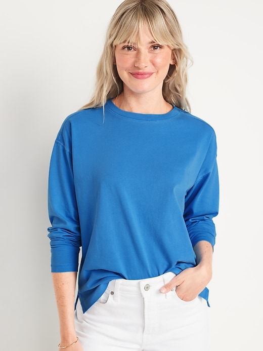 Oldnavy Long-Sleeve Vintage Loose T-Shirt for Women