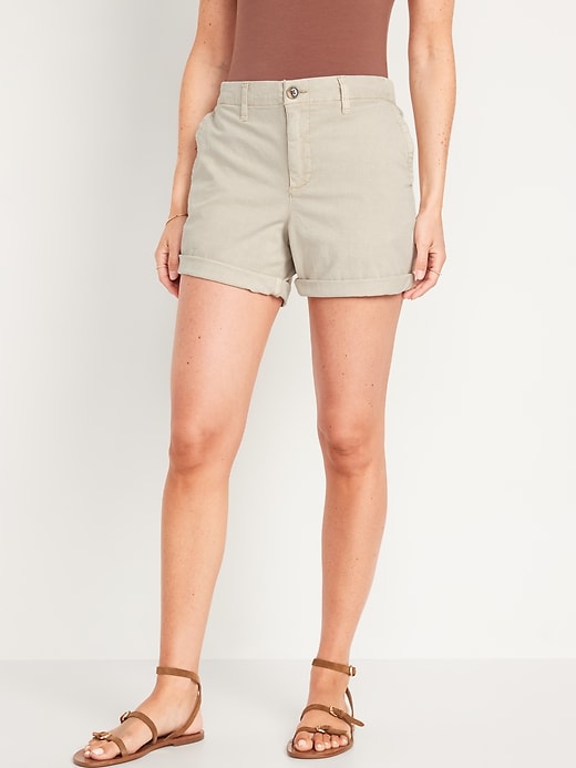 Image number 1 showing, High-Waisted OGC Pull-On Chino Shorts for Women -- 5-inch inseam