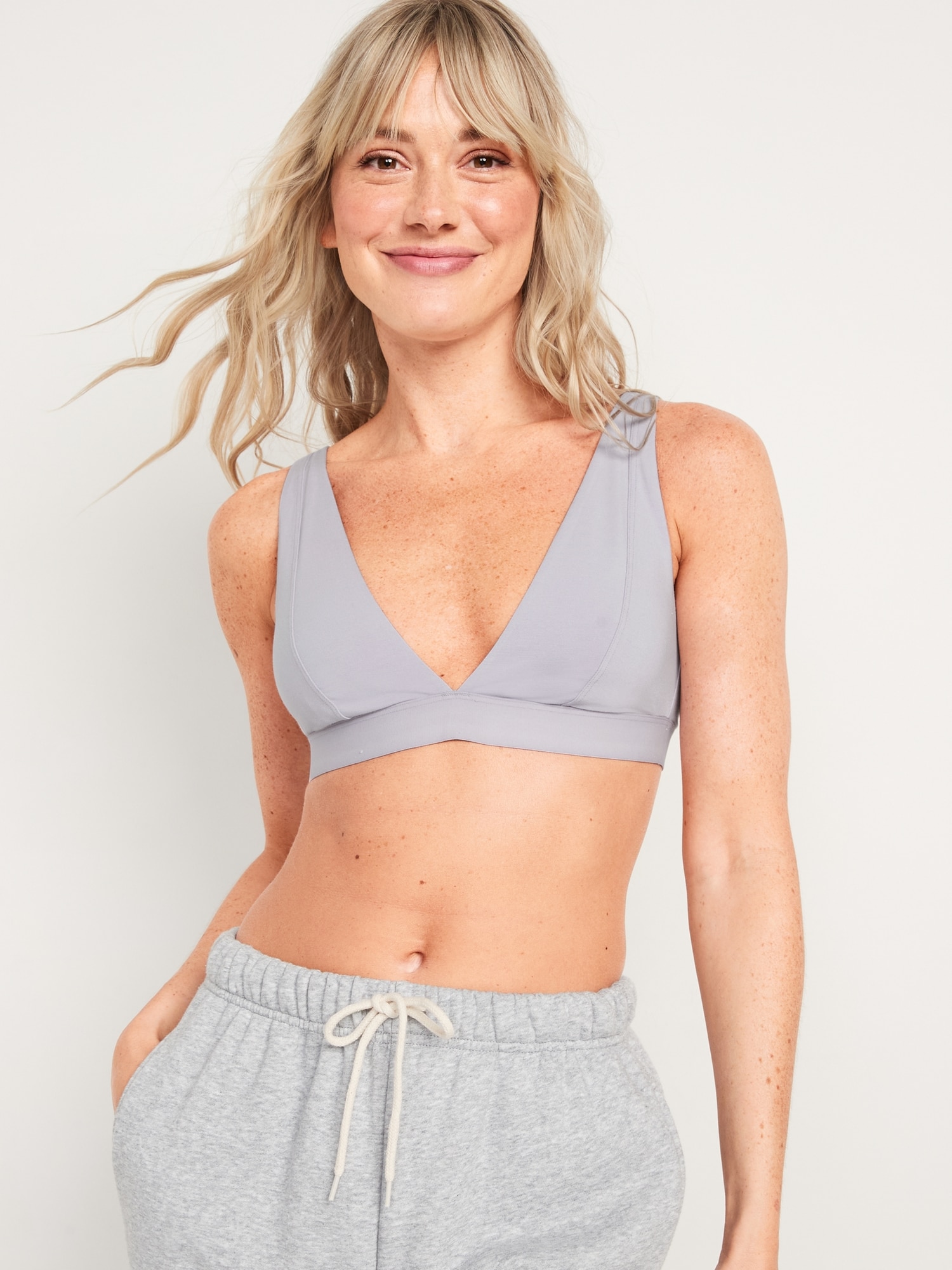 Old Navy Supima® Cotton-Blend Plunge Bralette Top for Women purple. 1