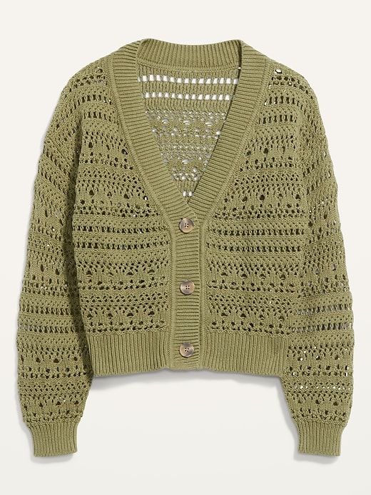 Old Navy Cropped Open-Knit Cardigan for Women. 1