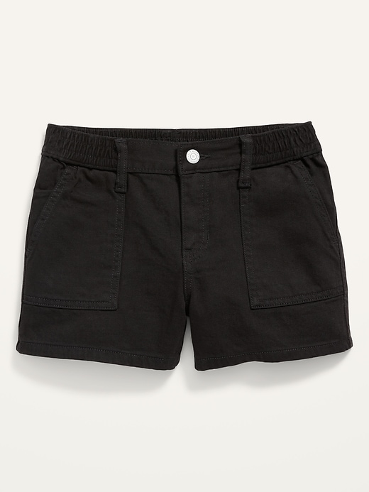 Old Navy Elasticized Waist Black Non-Stretch Workwear Jean Shorts for Girls. 1