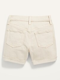 View large product image 4 of 4. High-Waisted Button-Fly Ecru-Wash Jean Shorts for Girls