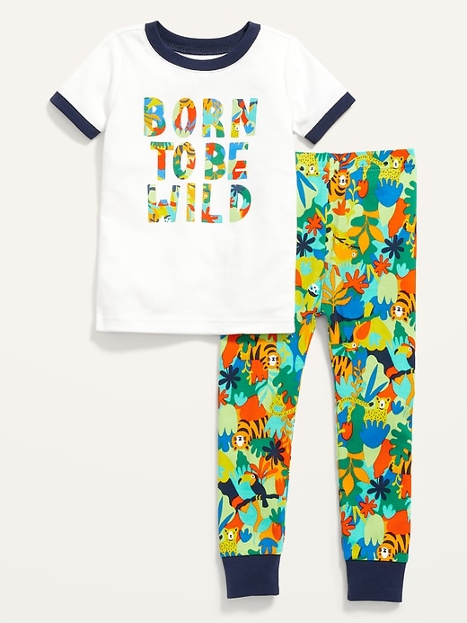 View large product image 1 of 1. Unisex Printed Snug-Fit Pajama Set for Toddler & Baby