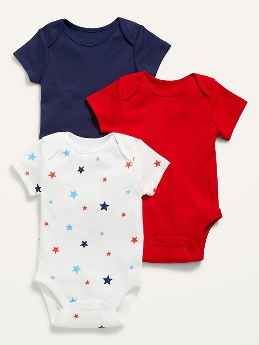 View large product image 1 of 3. Unisex Short-Sleeve Bodysuit 3-Pack for Baby